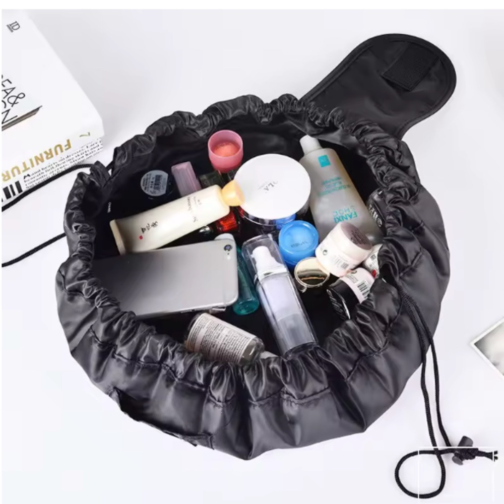 Drawstring Convertible Makeup Bag: Flat to Bag